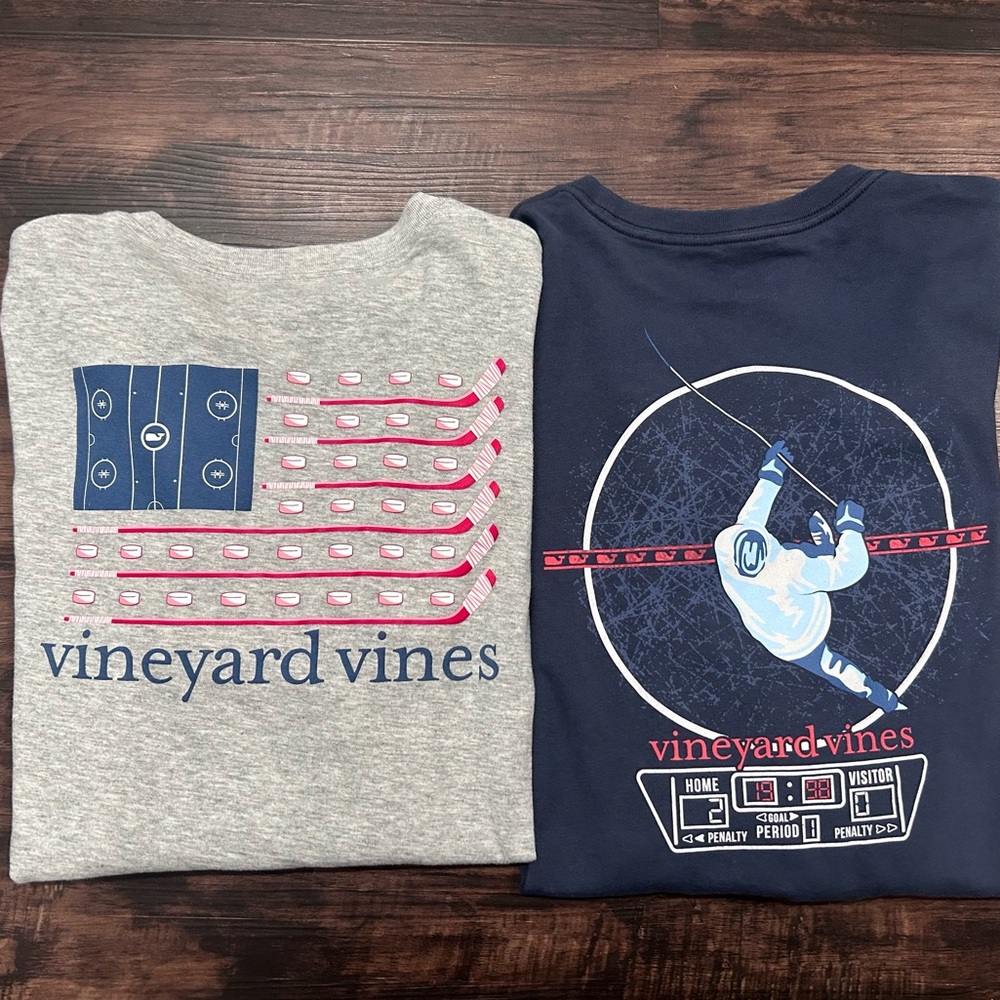 Vineyard Vines Long Sleeve Hockey Flag Scoreboard Tees XL youth Boys set